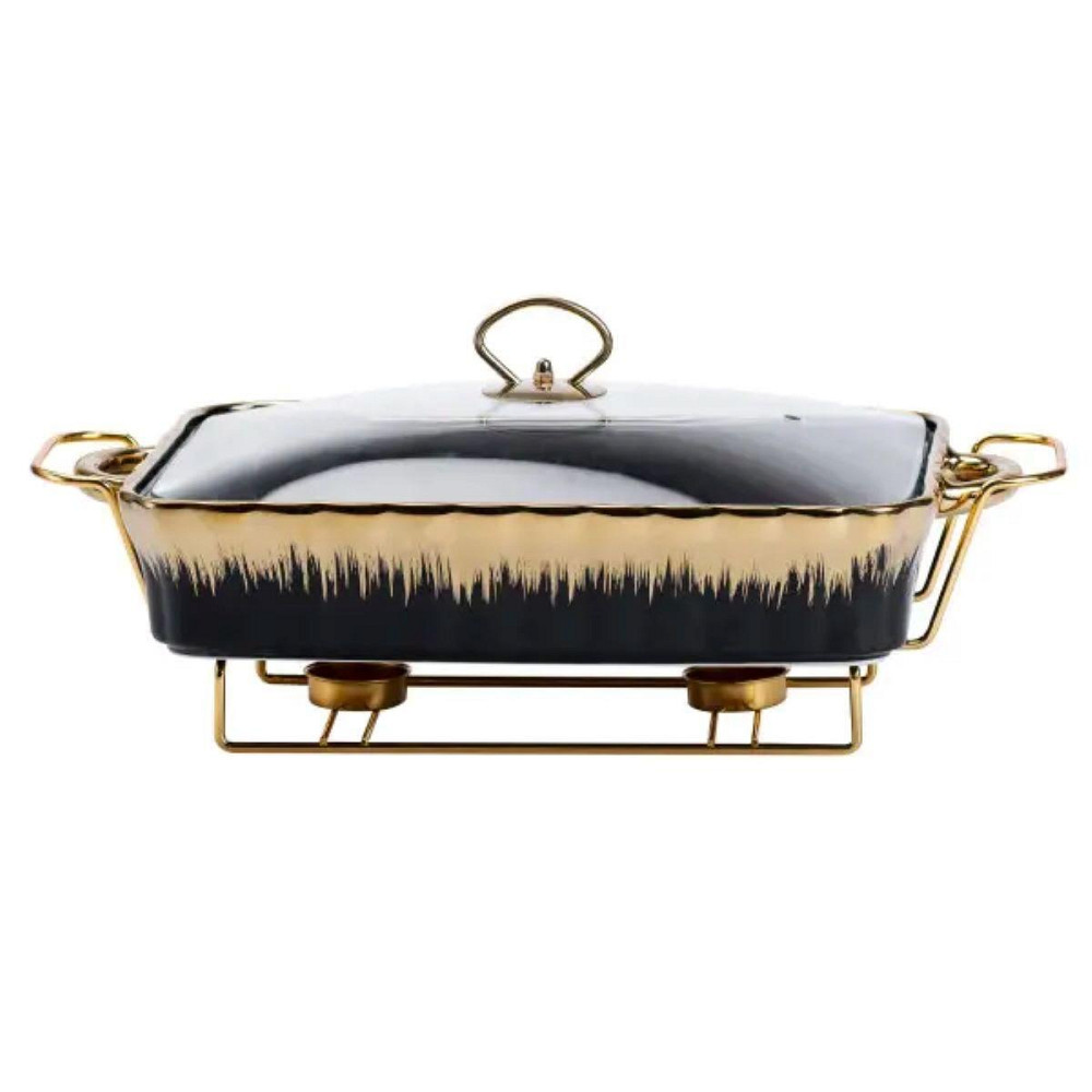 Марміт порцелянаовий прямокутний на 2 літри 40*23*11 см чорний HP1048 Київ - фото 1