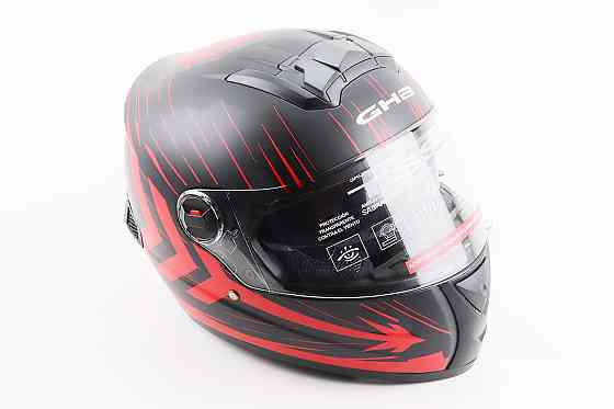 Шолом інтеграл, закритий (сертифікація DOT)+відкидні окуляри BLD-М61 S (55-56см), ЧОРНО-ЧЕРВОНИЙ (флуоресцентний) Київ