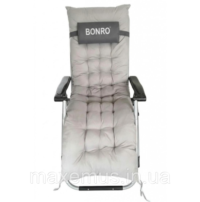 Садовый шезлонг-кресло Bonro B03 с подушкой раскладной туристический шезлонг для отдыха серый Мостиська - фото 8