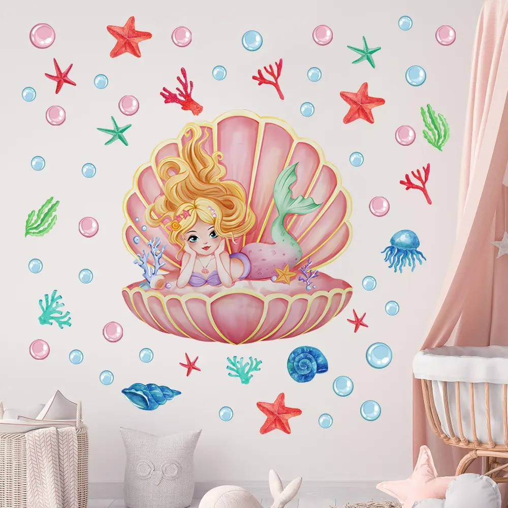 Наклейка декоративна вінілова інтер'єрна в дитячу кімнату на стіну «Русалонька» для дівчаток 30х60 см Кам'янець-Подільський - фото 7