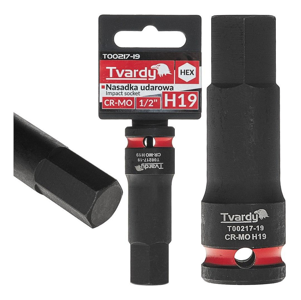 Головка ударна "Tvardy" з хром-молібденової сталі (Cr-Mo)  1/2"  Hex H19  довжиною  77мм Киев - изображение 2