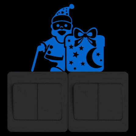 Наклейка Дід Мороз з подарунками 10 на 10 см блакитний Київ - фото 1