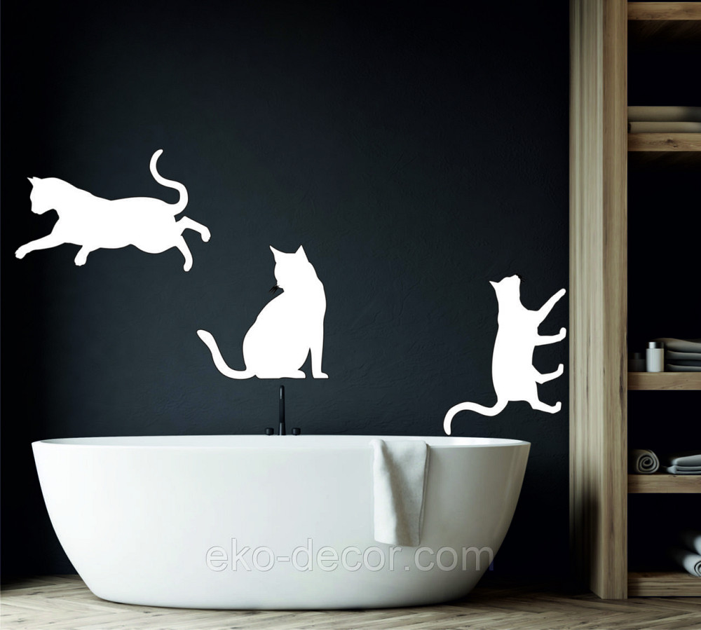 Декоративне настінне Панно «Коти», Декор на стіну 90*70 см. (3 шт.), Білий Київ - фото 2