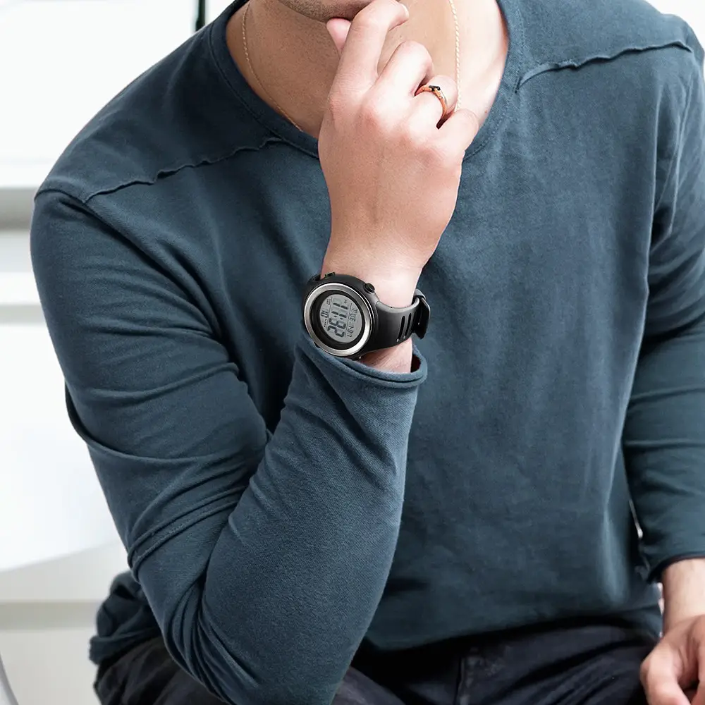 Спортивний чоловічий наручний годинник Skmei 1394 sun (Чорний з білим) Київ - фото 7