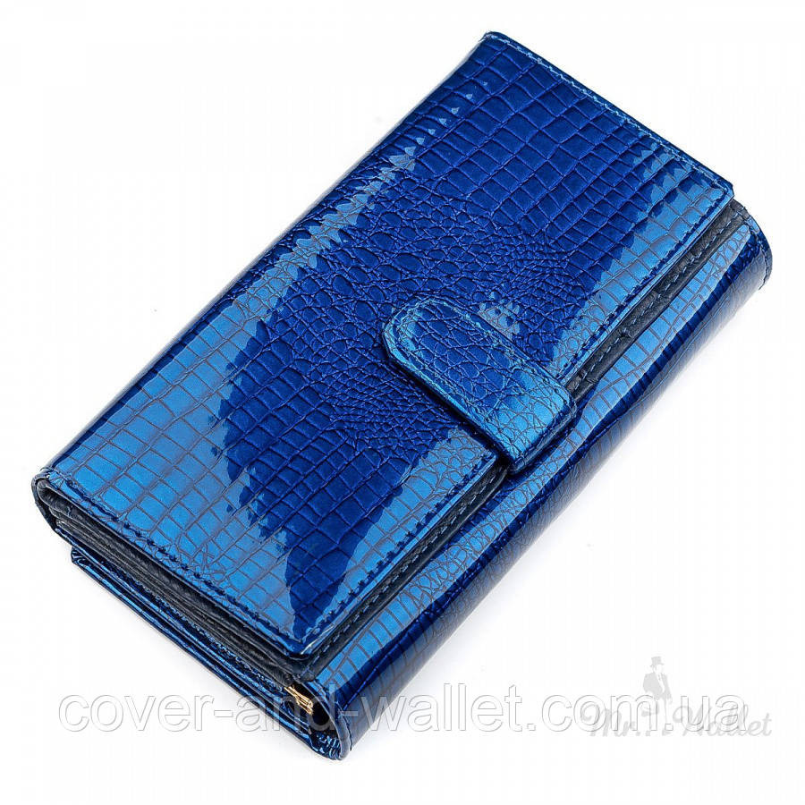 Жіночий лакований гаманець синього кольору з блоком для карток ST S9001A Blue Київ - фото 1