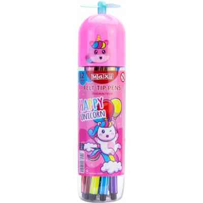 Фломастеры Maxi Unicorn в пластиковом тубусе-вертолете, 12 цветов (MX15240) Винница