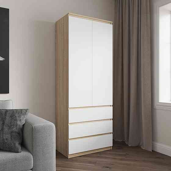 Шафа для одягу VAYS R-16, 3 шухляди, полиці, без ручок, ЛДСП, 80×50×211 см – для спальні, вітальні, передпокою Львів