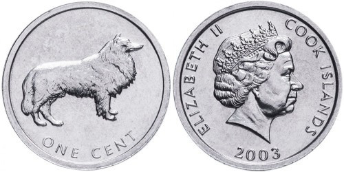 1 цент 2003 Острова Кука — Бордер-колли UNC Полтава - изображение 1