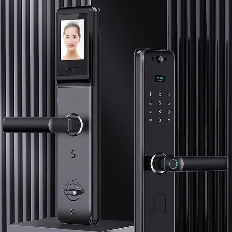 Розумний дверний замок з камерою, кодовий замком Wi-Fi з відбитком пальця і ключ-картою, чорний Кам'янець-Подільський - фото 6
