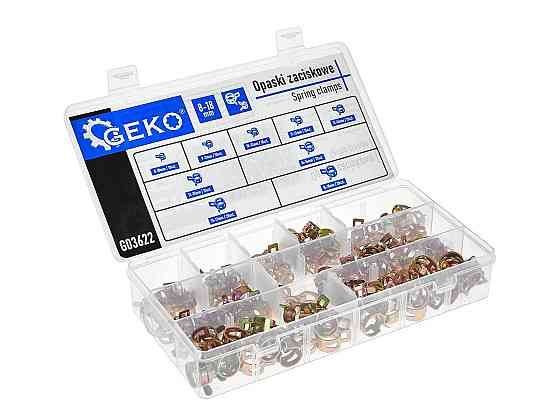 РемНабір затискачів пружинних сталевих "GeKo" комплект:  9 розмірів -   135 штук Стрый