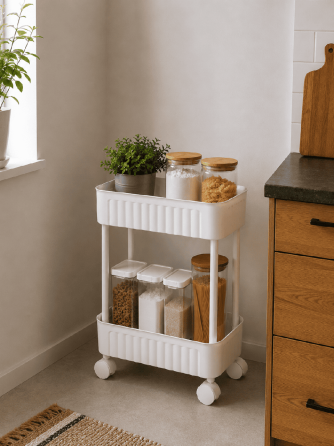 Етажерка 2-х ярусна Violet House 6021 Honeycomb WHITE 17х27х43 см (7040719) Київ
