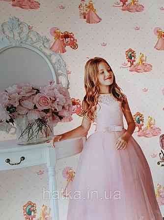 Метрові шпалери вінілові на флізеліні AdaWall Ada Kids для дівчинки принцеси корони замки рожеві Київ