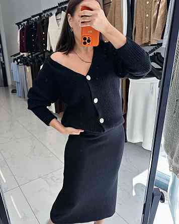 Жіночий теплий базовий в'язаний костюм двійка машинна в'язка з додаванням ангори Одеса