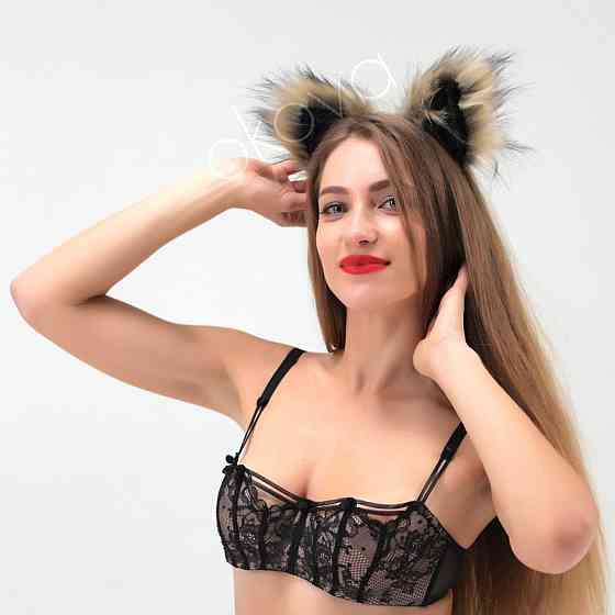 Меховые ушки кошки, Коричневые с черным OKOVA Sex Aura Киев