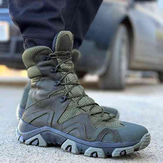 Военные берцы летние мужские олива из натуральной кожи, с супинатором и фиксацией стопы Львов