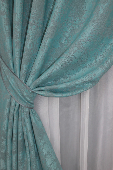 Комплект штор на люверсах VR-Textil Жаккард Sultan YL № 1292ш Бирюзовый 150х250 см 2 шт (37-0056) Киев - изображение 4