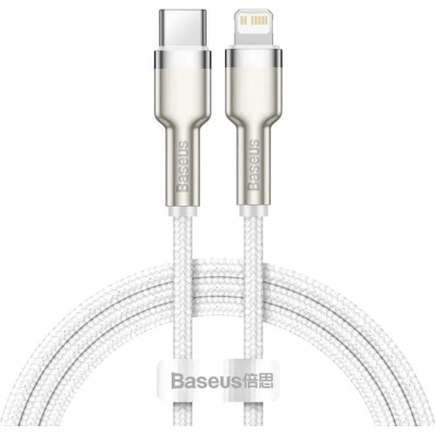 Дата кабель USB-C to Lightning 2.0m Cafule Metal PD 20W white Baseus (CATLJK-B02) Вінниця - фото 1