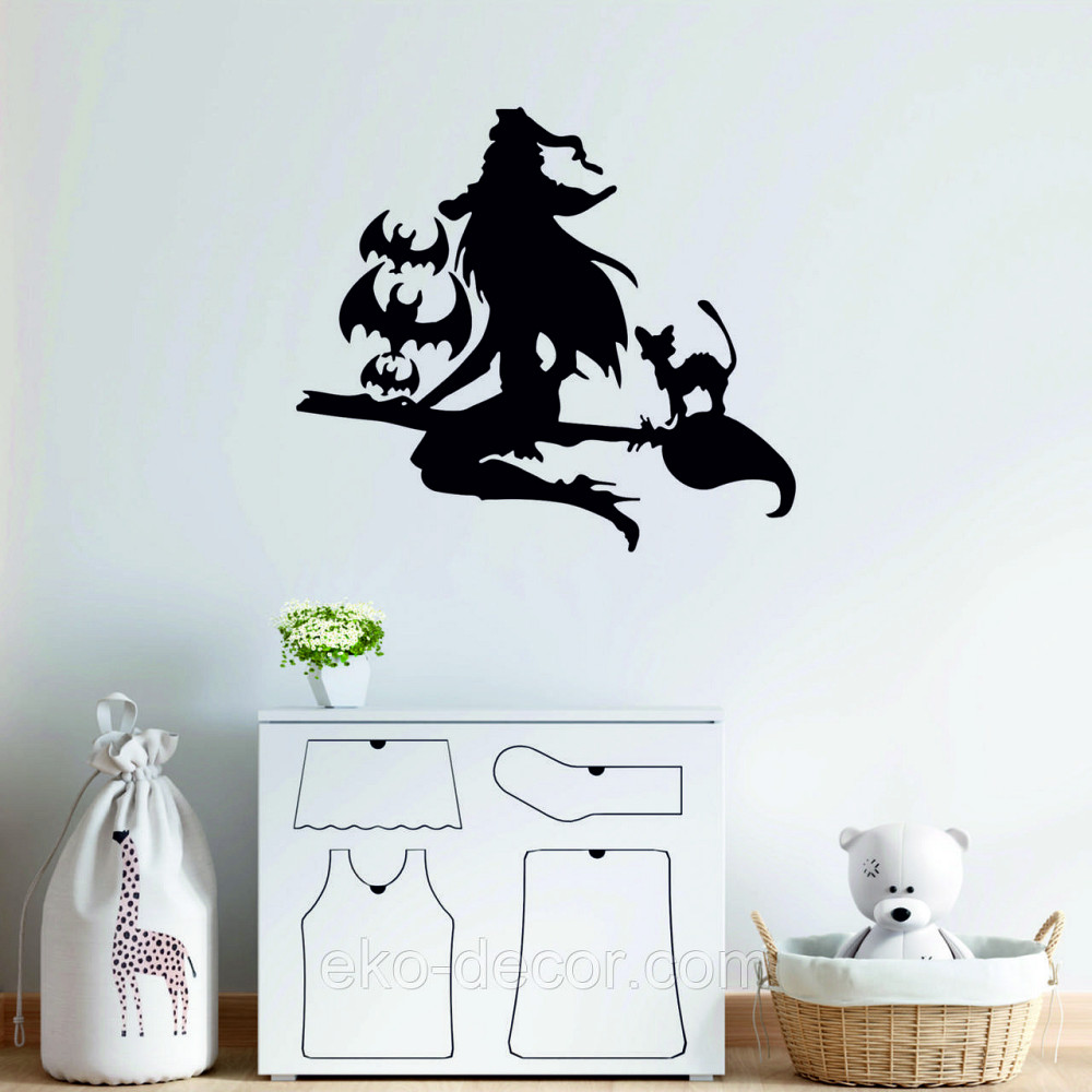 Декоративне настінне Панно «Відьма на мітлі», Декор на стіну 70*62 см, Чорний Київ - фото 7