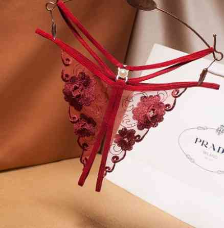 Стрінги з розрізом жіночі універсальний бордовий Київ