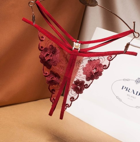 Стрінги з розрізом жіночі універсальний бордовий Київ - фото 1