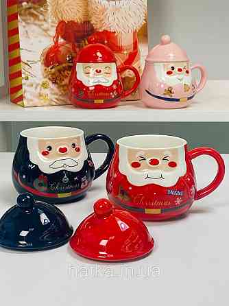 Кухоль з кришкою керамічний новорічний Olens "Різнянський помпон" 350 мл 102-1060 Київ