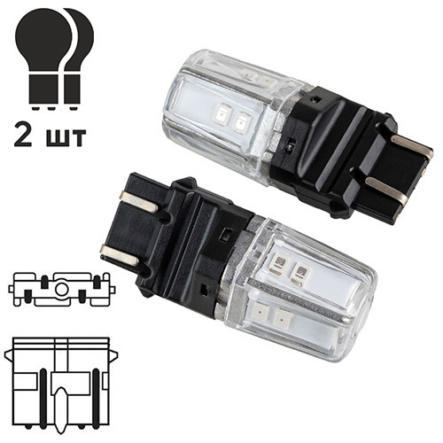 Світлодіодна лампа PULSO 3157 W2.5x16q, 12 SMD-2835, 2 контакти, 9-36V, 120/50 лм, червоний габарит Харків - фото 4