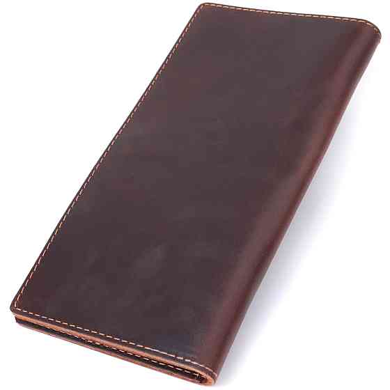 Вертикальный бумажник унисекс из натуральной кожи Vintage sale_15083 Коричневый Киев