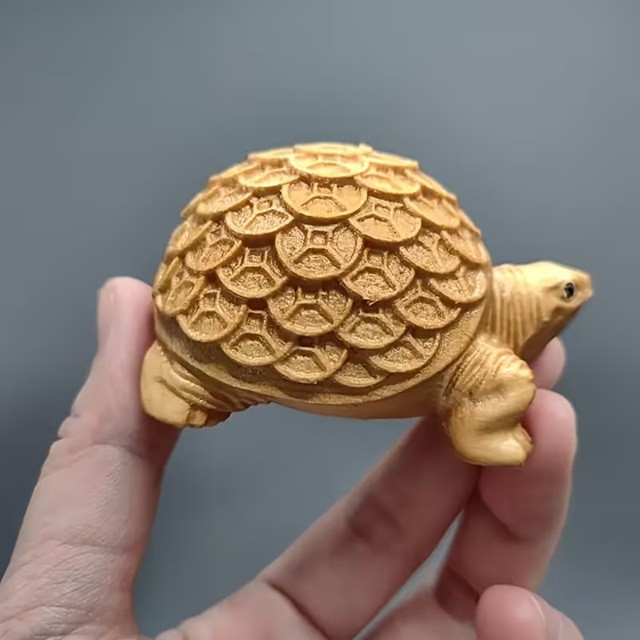 Деревянная фигурка черепахи с инь-янь – ручная резьба, декоративный талисман Киев - изображение 5