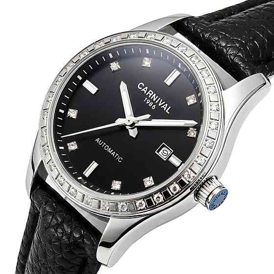 Годинник жіночий механічний Carnival Luiza Black Leather (2 ремінці) Київ
