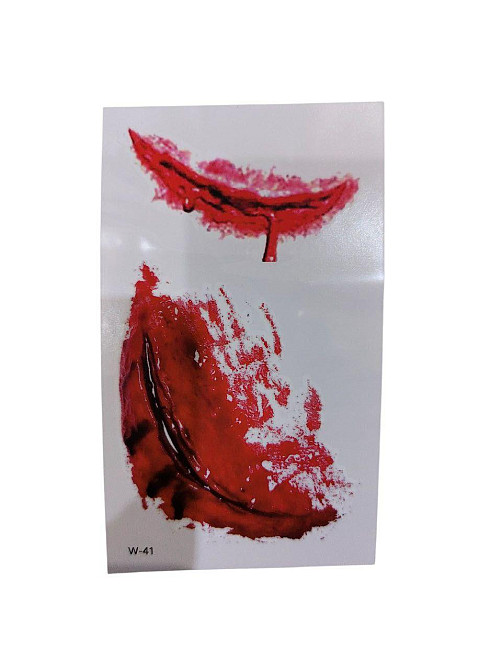 Наклейки тату на Хелловін рани кроваві 10 на 6 см червоний Київ - фото 1