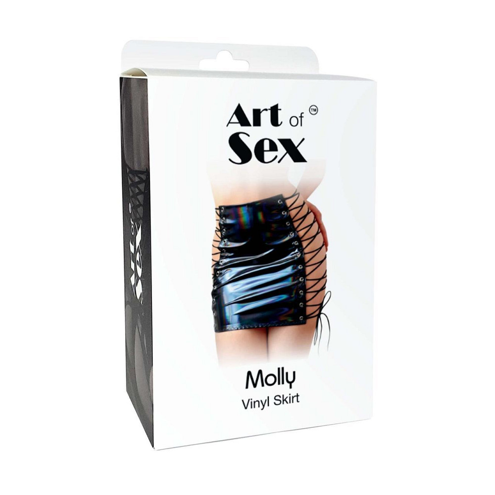Спідниця на шнурівці Art of Sex - Molly, колір чорний з ефектом мокрого оксамиту, L-2XL Sex Aura Київ - фото 3