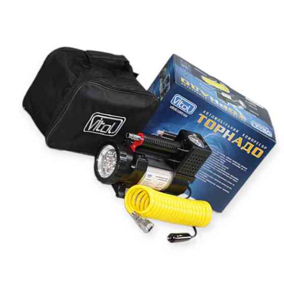 Компрессор торнадо 10атм/40л/3м шланг спирал./прикур-клемы/фонарь/сумка Мукачево