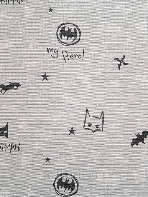 Обои виниловые на флизелине AdaWall Ada Kids метровые детские надписи бэтмен  комиксы черные белые на сером Киев - изображение 5