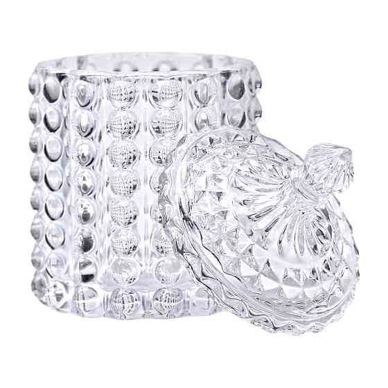 Yiwu Цукерниця стеклянная з кришкою Ø7.5 см ваза цукорниця кругла HP-4-105 Київ