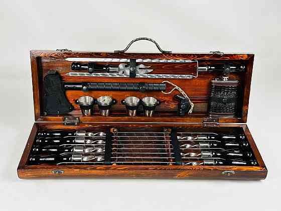 Подарунковий набір шампурів у дерев'яному кейсі BLACK LUX HAPPY DAYS Тернопіль