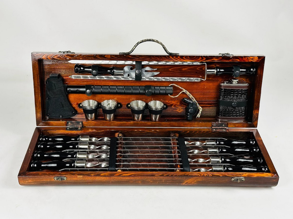 Подарунковий набір шампурів у дерев'яному кейсі BLACK LUX HAPPY DAYS Тернопіль - фото 2