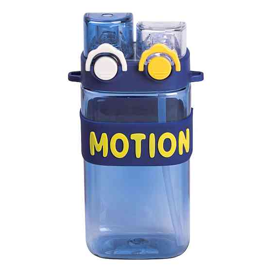 Пляшка для води з трубочкою 550 мл спортивна пластикова пляшка для тренувань Синя HP-14-49BL Коломия