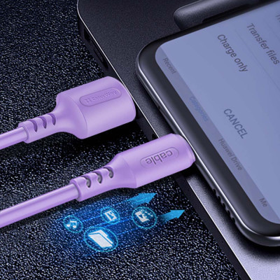 Дата кабель USB 2.0 AM to USB-C 1.0m soft silicone violet ColorWay (CW-CBUC044-PU) Вінниця - фото 5