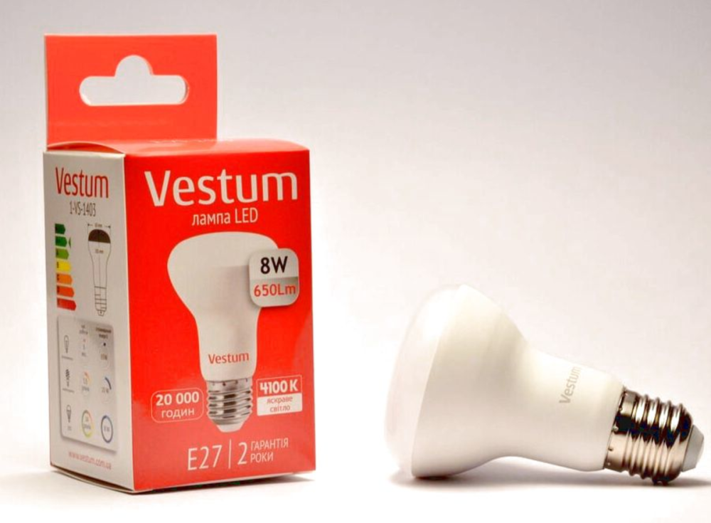 Світлодіодна лампа 220в 8W 4100K A55 Vestum Київ - фото 2