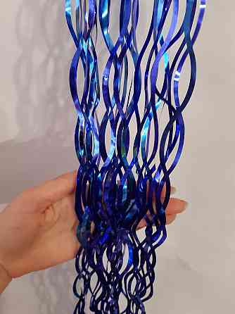 Дощик на ялинку новорічний хвилястий 140 см на 12 см синій Київ