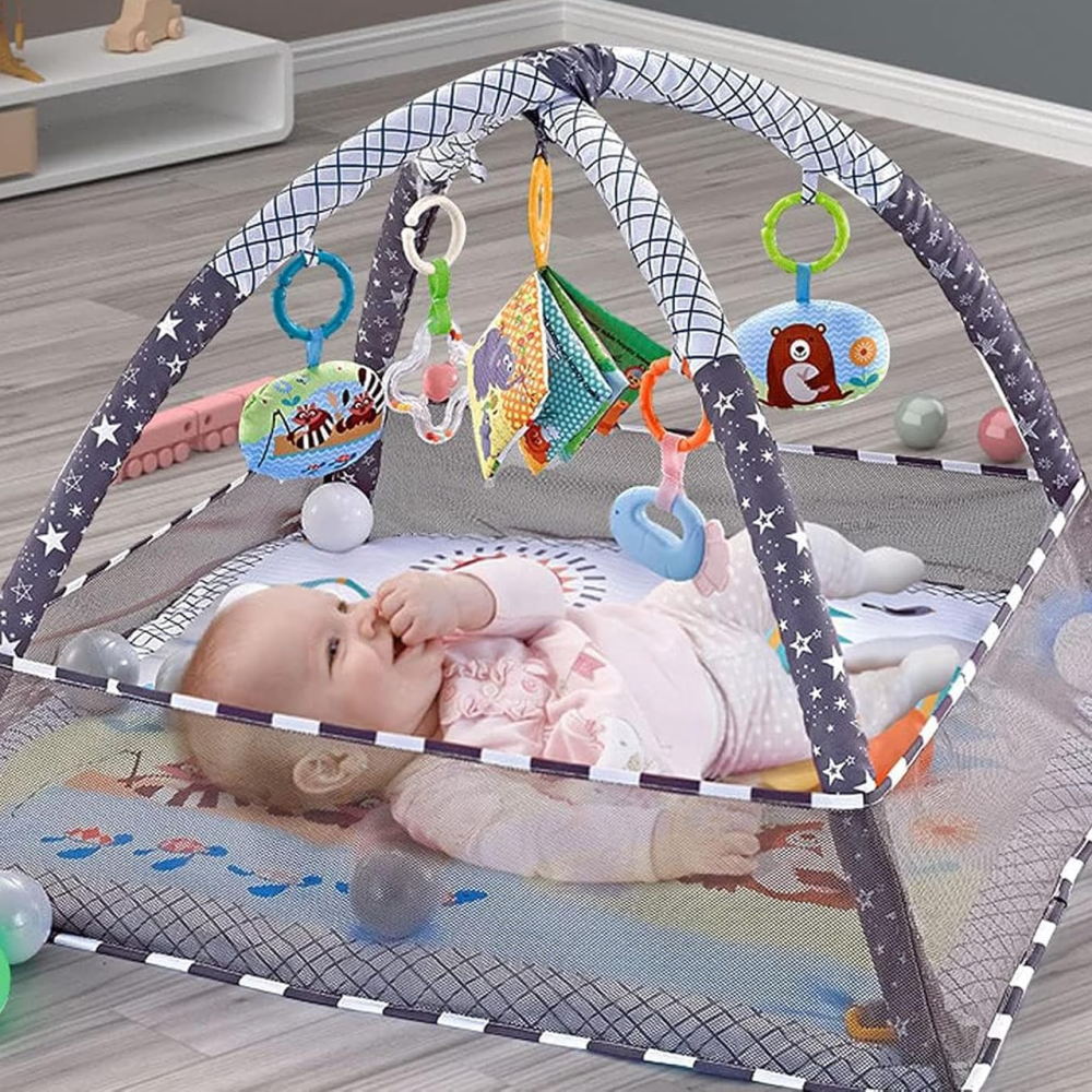 Игровой детский манеж с игрушками, коврик для ползанья, развивающий коврик для малышей, серый Каменец-Подольский - изображение 3