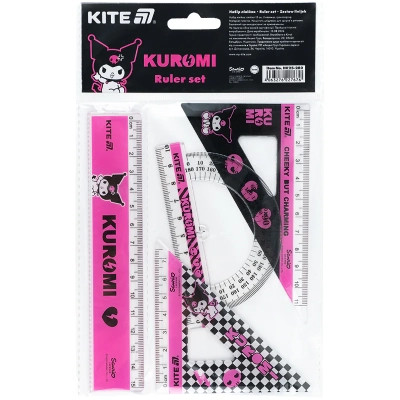Лінійка Kite набір: лінійка 15 см, 2 косинця, транспортир Kuromi (HK25-282) Вінниця - фото 2