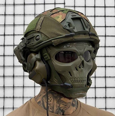 Тактичний комплект шолом Fast Helmet + кавер + активні навушники М32 + кріплення на шолом Вінниця - фото 1