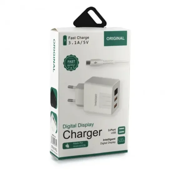 Адаптер на 2 USB с дисплеем и поддержкой fast charge, CX QC03 Киев