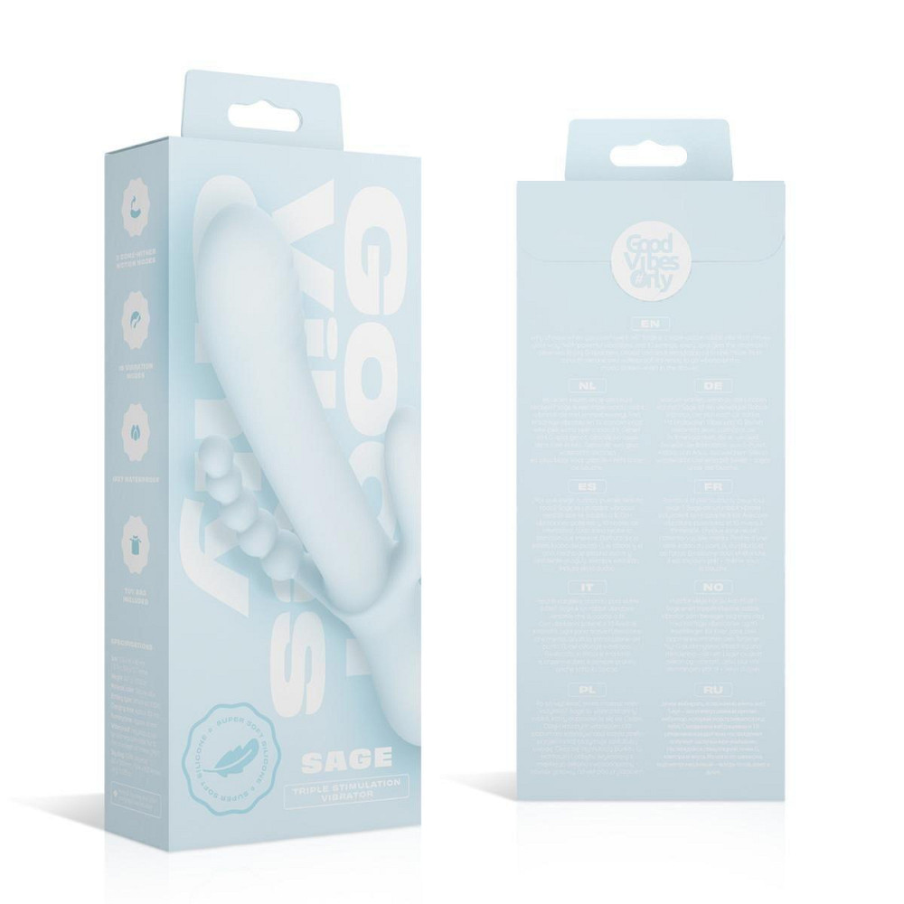 Вибратор-кролик Good Vibes Only - SAGE Triple Stimulation Vibe Soft Silicone - Blue Sex Aura Киев - изображение 9