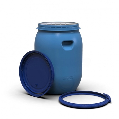 Бочка харчова 55 л d37см 3 кулі синя пластик.хомут + засувка LITOLAN Житомир - фото 4