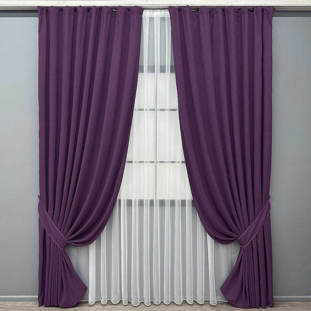 Комплект готових штор VR-Textil Мікровелюр Petek № 1509ш Фіолетовий 200х290 см 2 шт (32-513) Київ - фото 2