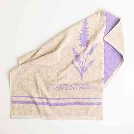 Полотенце для рук и лица махровое двустороннее Лаванда GM Textile 40х70см 400г/м2 (Лавандовый Бежевый) Сумы