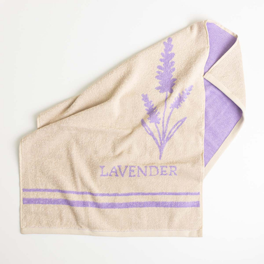 Полотенце для рук и лица махровое двустороннее Лаванда GM Textile 40х70см 400г/м2 (Лавандовый Бежевый) Сумы - изображение 2