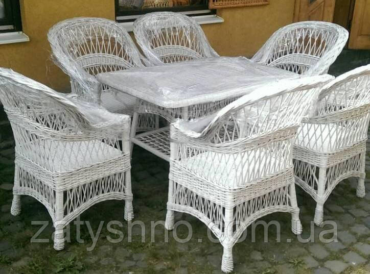 Белая плетеная мебель на 6 человек Киев - изображение 2